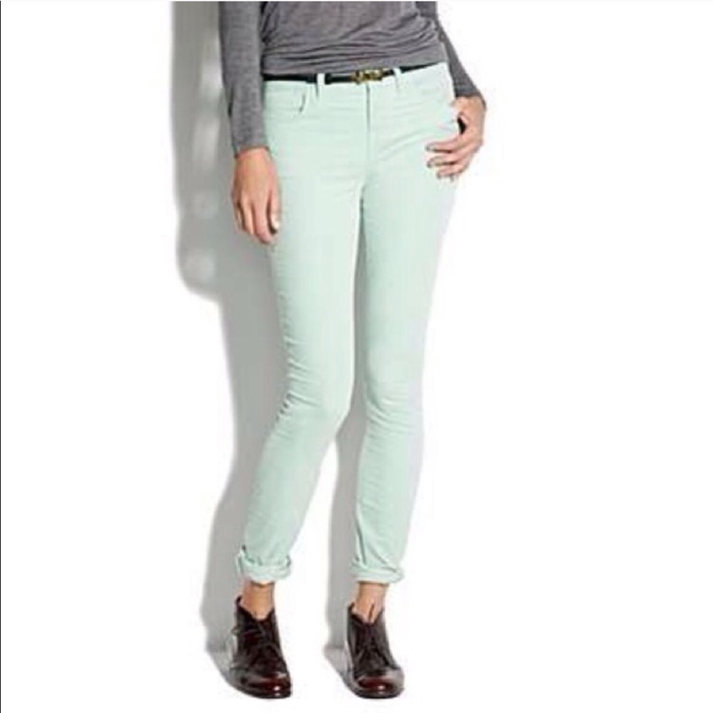 Madewell mint green corduroy skinny jeans